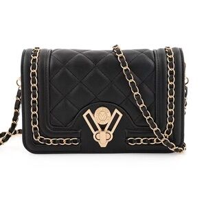 NWOT Valentino Orlandi Black Quilted Gold Chain Shoulder Bag Small Crossbody